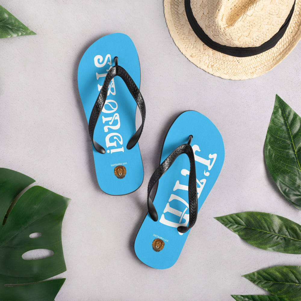 “I’AM STRONG!” SkyBlue Unisex Flip-Flops W/White Font