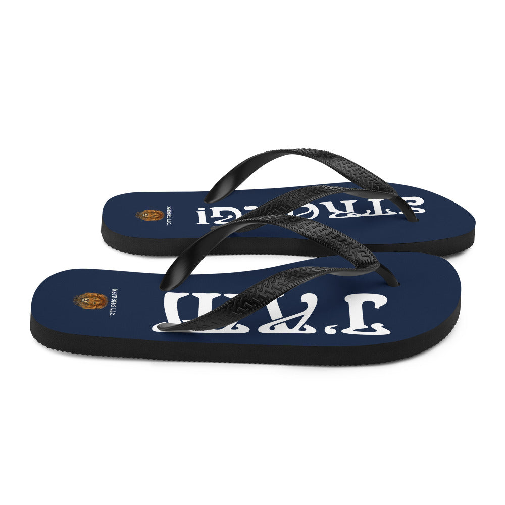 “I’AM STRONG!” Navy Unisex Flip-Flops W/White Font