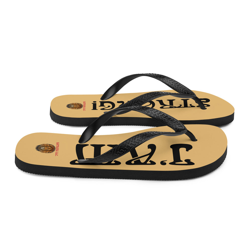 “I’AM STRONG!” Fawn Unisex Flip-Flops W/Black Font