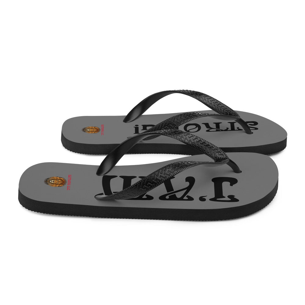“I’AM STRONG!” Grey Unisex Flip-Flops W/Black Font