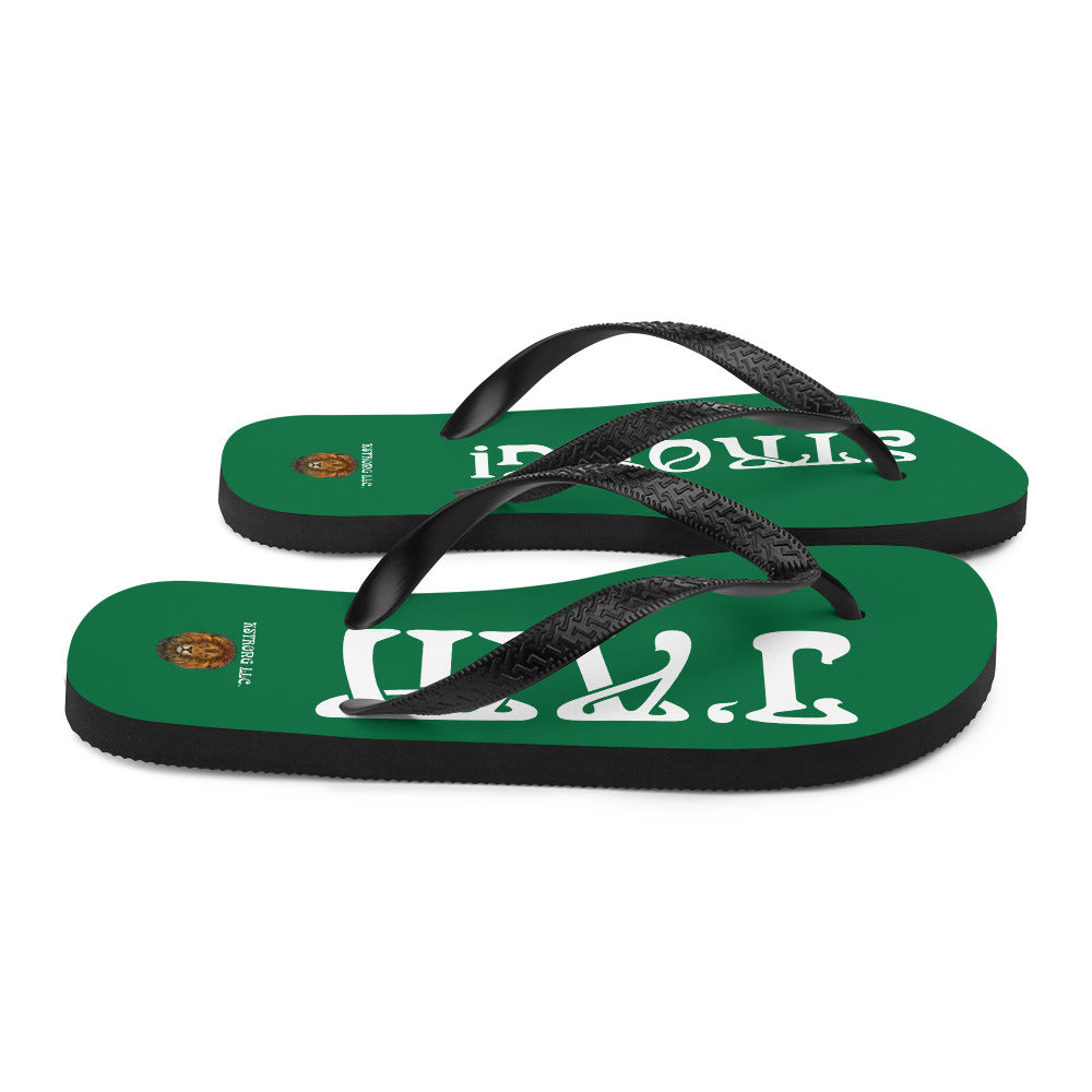 “I’AM STRONG!” Green Unisex Flip-Flops W/White Font