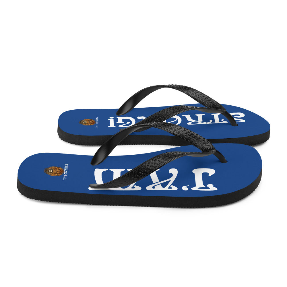 “I’AM STRONG!” Blue Unisex Flip-Flops W/White Font
