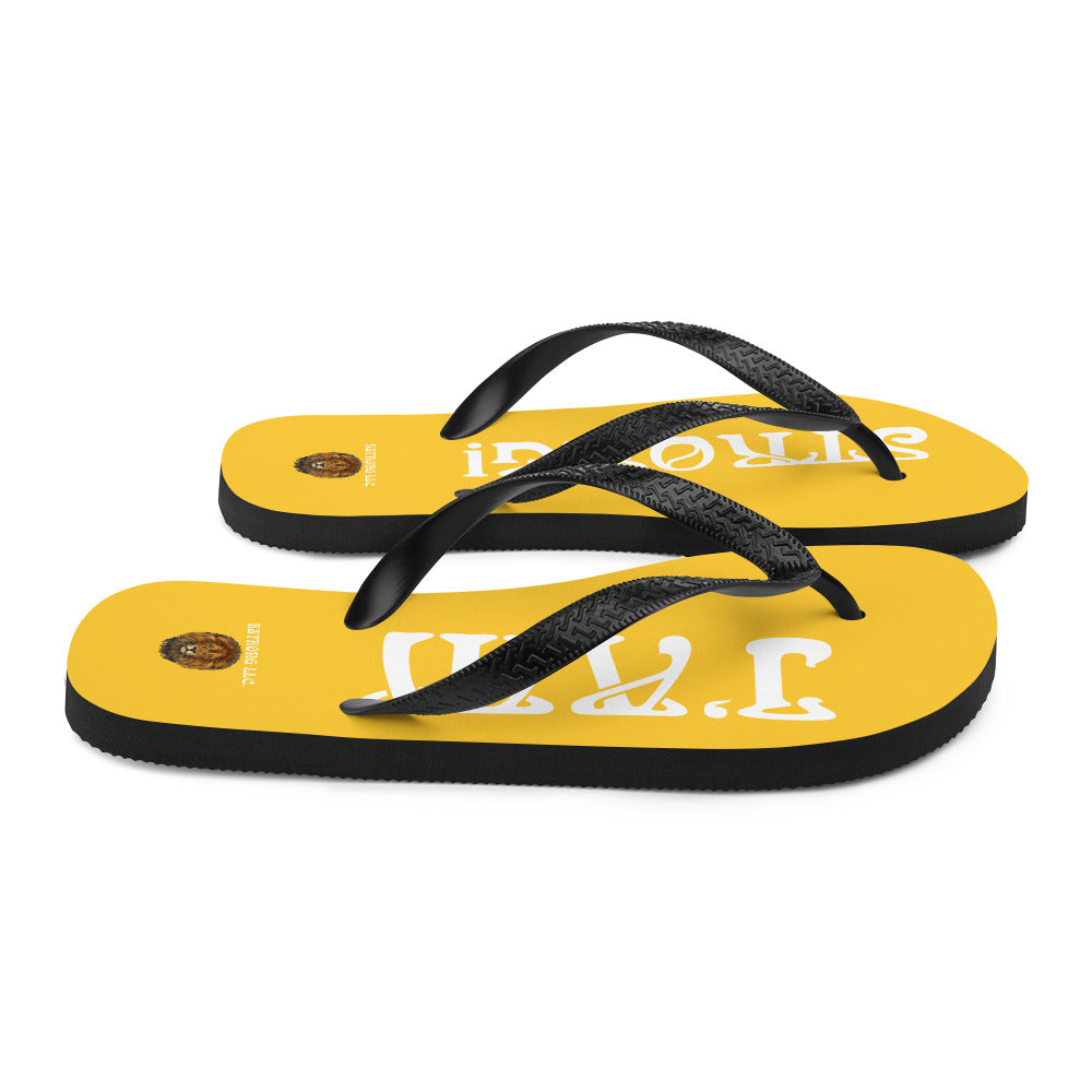 “I’AM STRONG!” Yellow Unisex Flip-Flops W/White Font