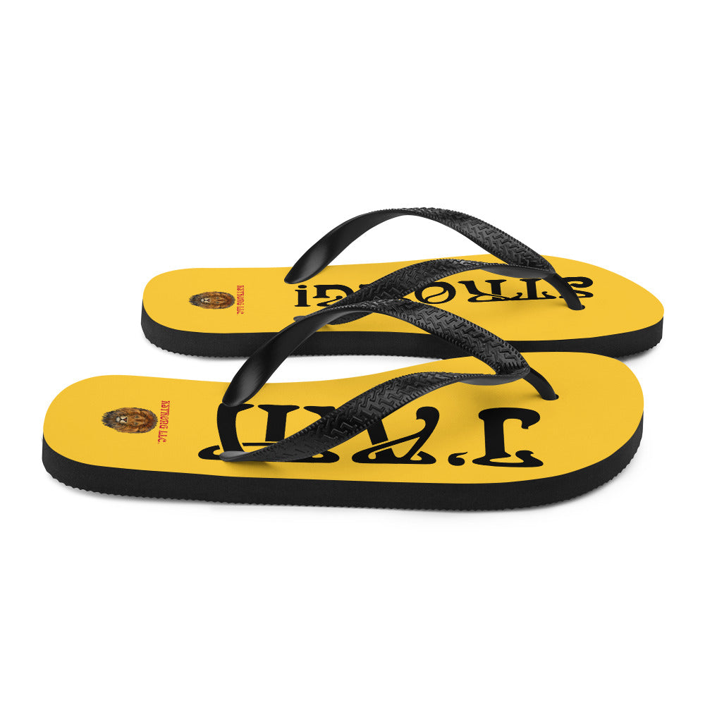 “I’AM STRONG!” Yellow Unisex Flip-Flops W/Black Font