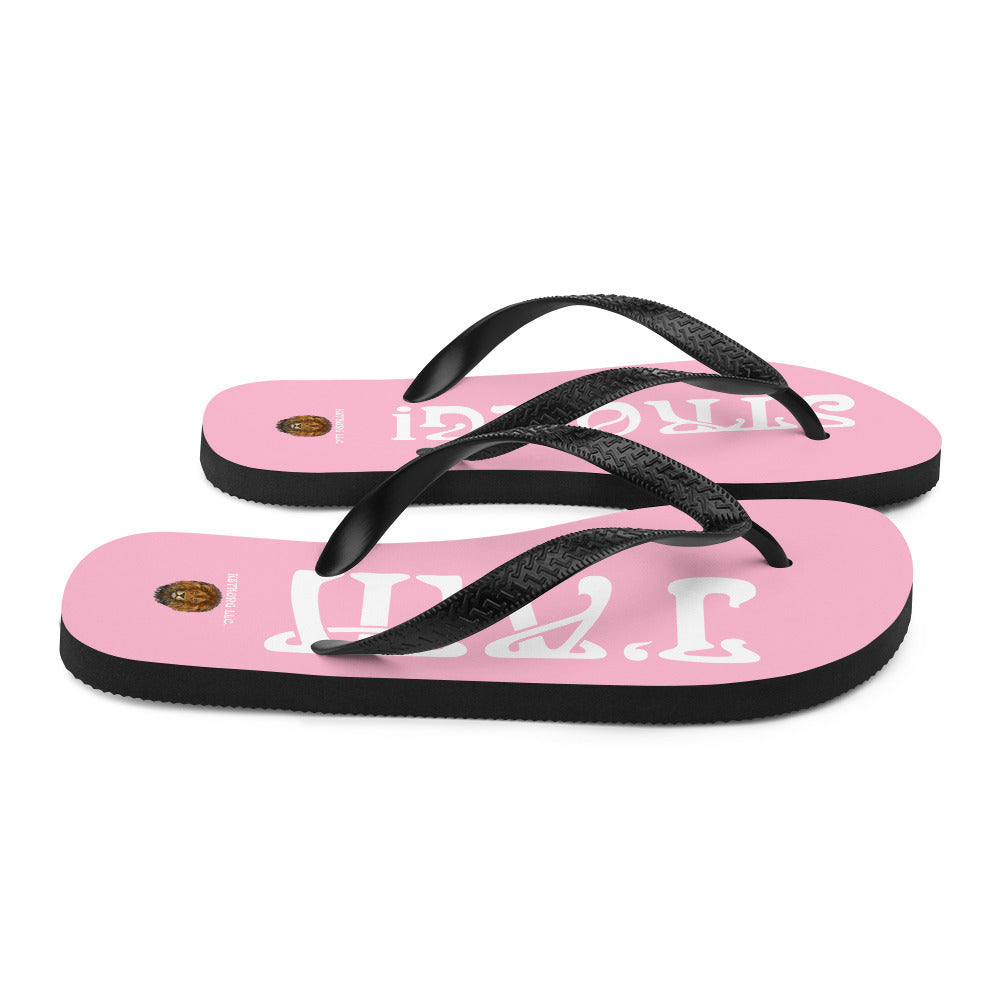 “I’AM STRONG!” Cotton Candy Unisex Flip-Flops W/White Font