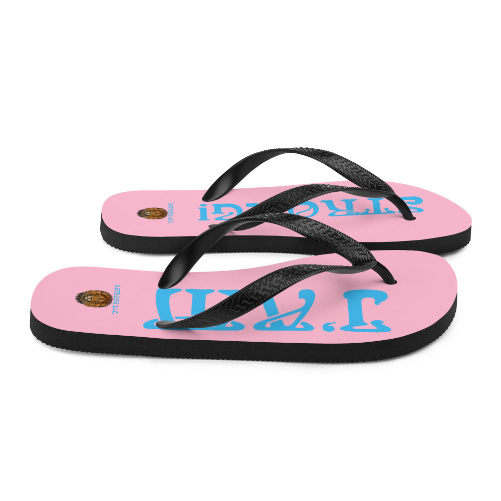 “I’AM STRONG!”Cotton Candy Unisex Flip-Flops W/SkyBlue Font