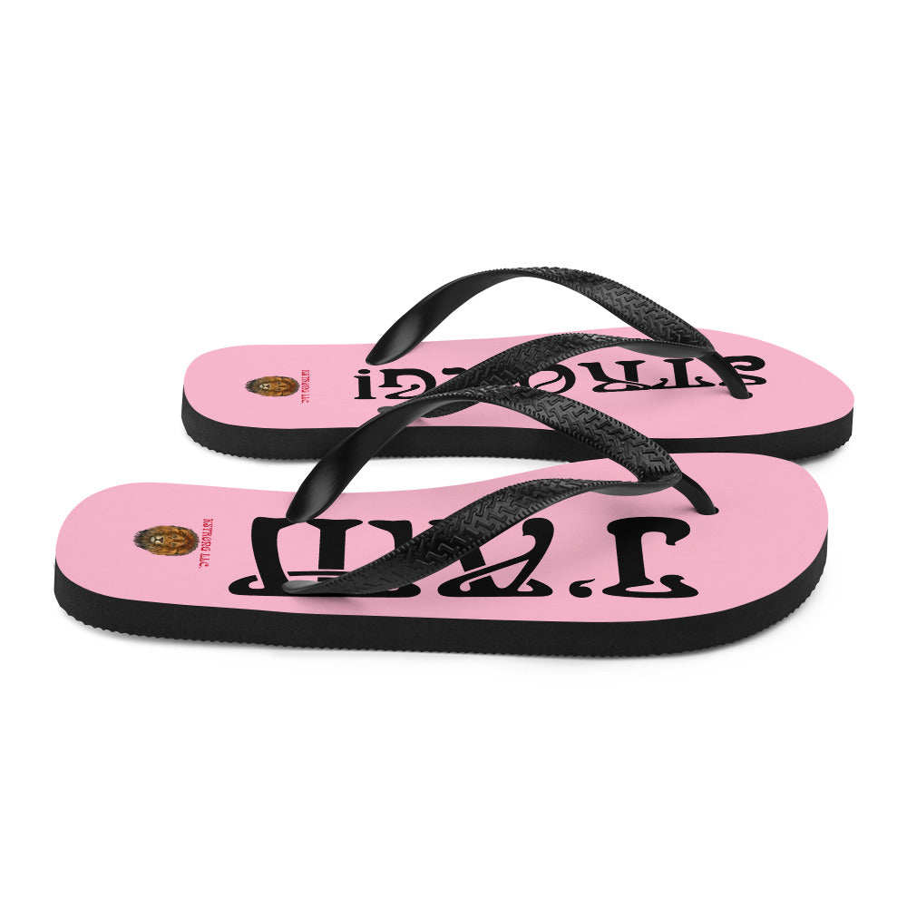 “I’AM STRONG!” Cotton Candy Unisex Flip-Flops W/Black Font