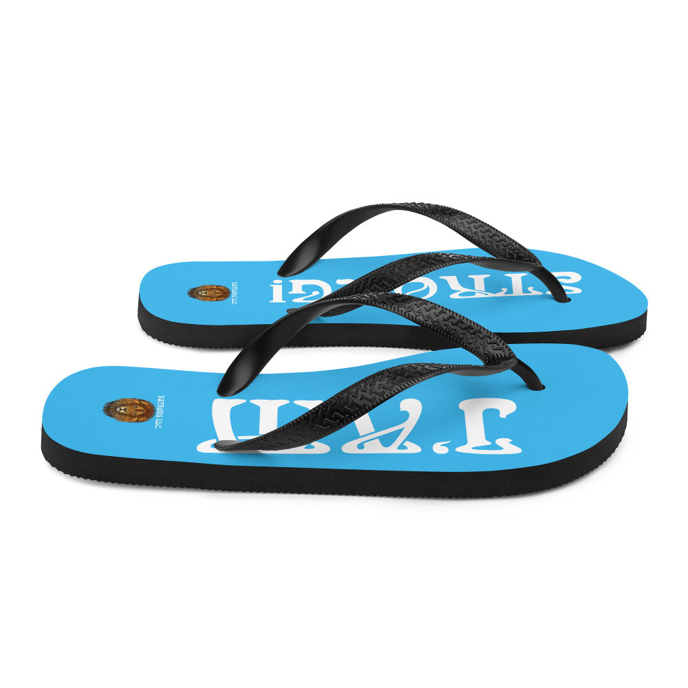 “I’AM STRONG!” SkyBlue Unisex Flip-Flops W/White Font