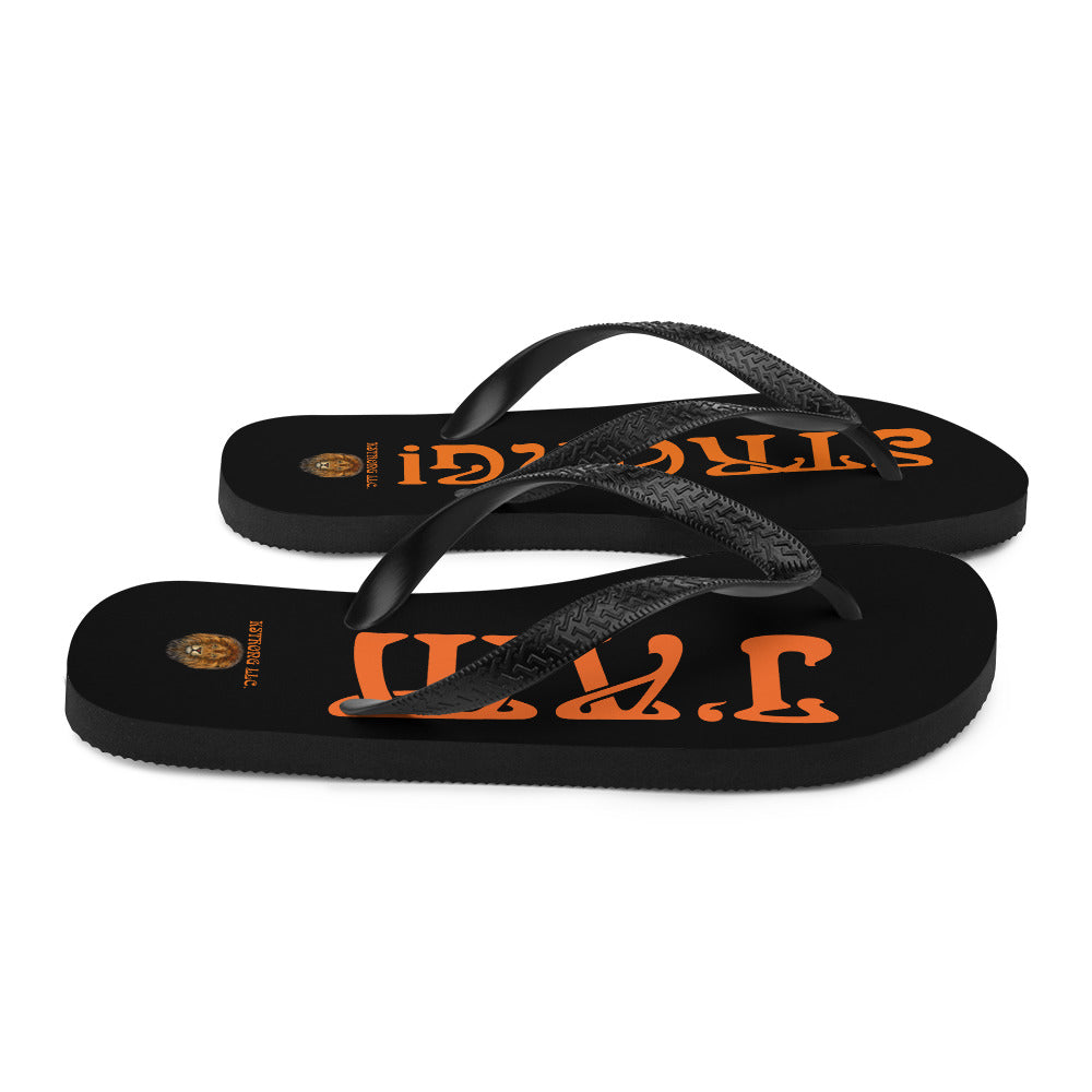 “I’AM STRONG!” Black Unisex Flip-Flops W/Orange Font