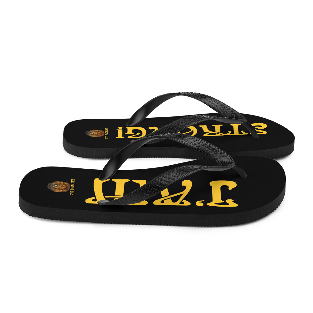 “I’AM STRONG!” Black Unisex Flip-Flops W/Yellow Font