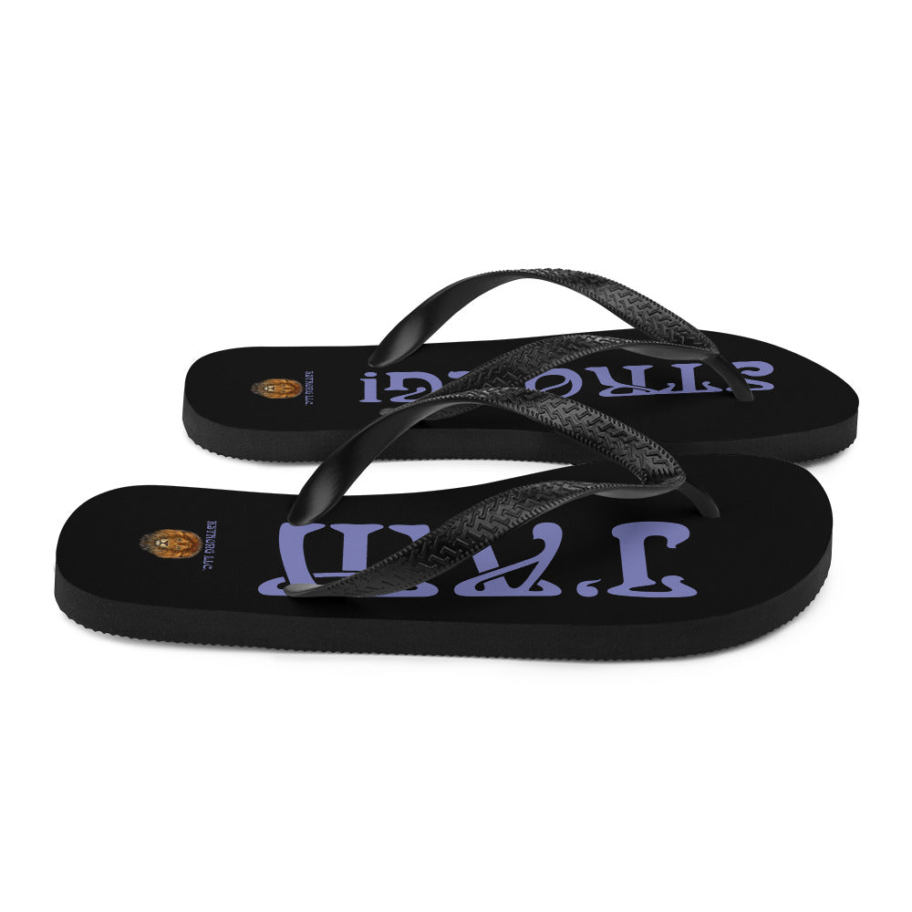 “I’AM STRONG!” Black Unisex Flip-Flops W/Purple Font