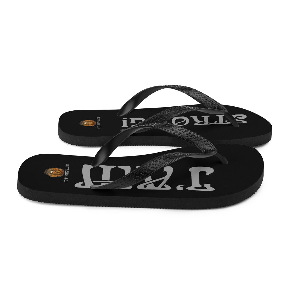 “I’AM STRONG!” Black Unisex Flip-Flops W/Grey Font
