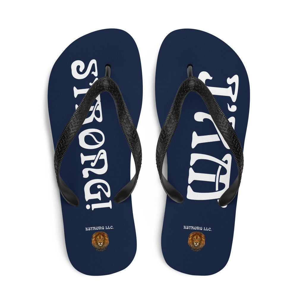 “I’AM STRONG!” Navy Unisex Flip-Flops W/White Font