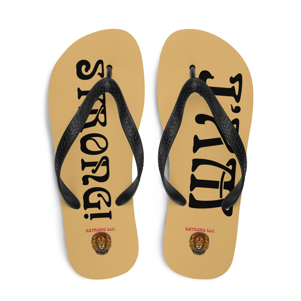 “I’AM STRONG!” Fawn Unisex Flip-Flops W/Black Font