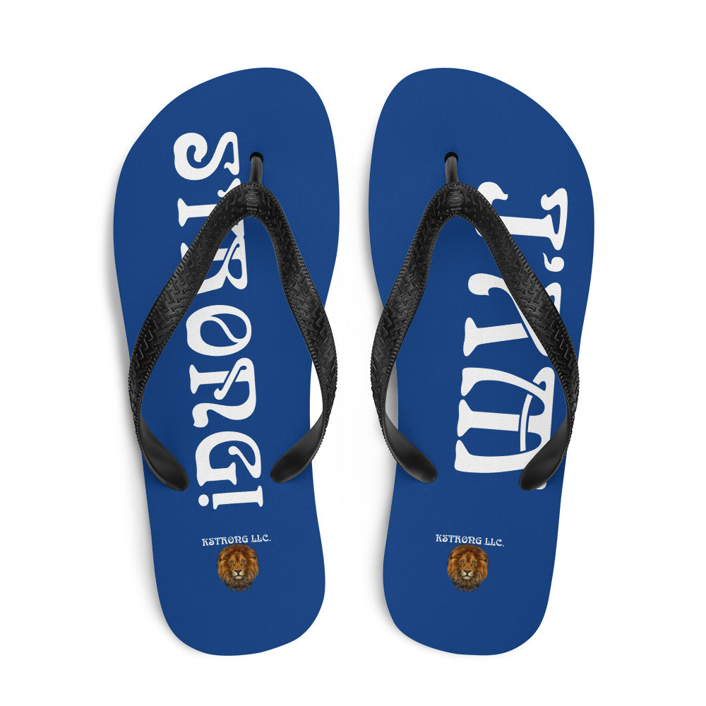 “I’AM STRONG!” Blue Unisex Flip-Flops W/White Font
