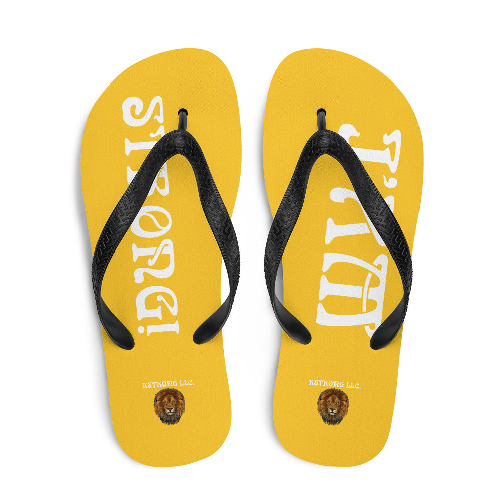 “I’AM STRONG!” Yellow Unisex Flip-Flops W/White Font