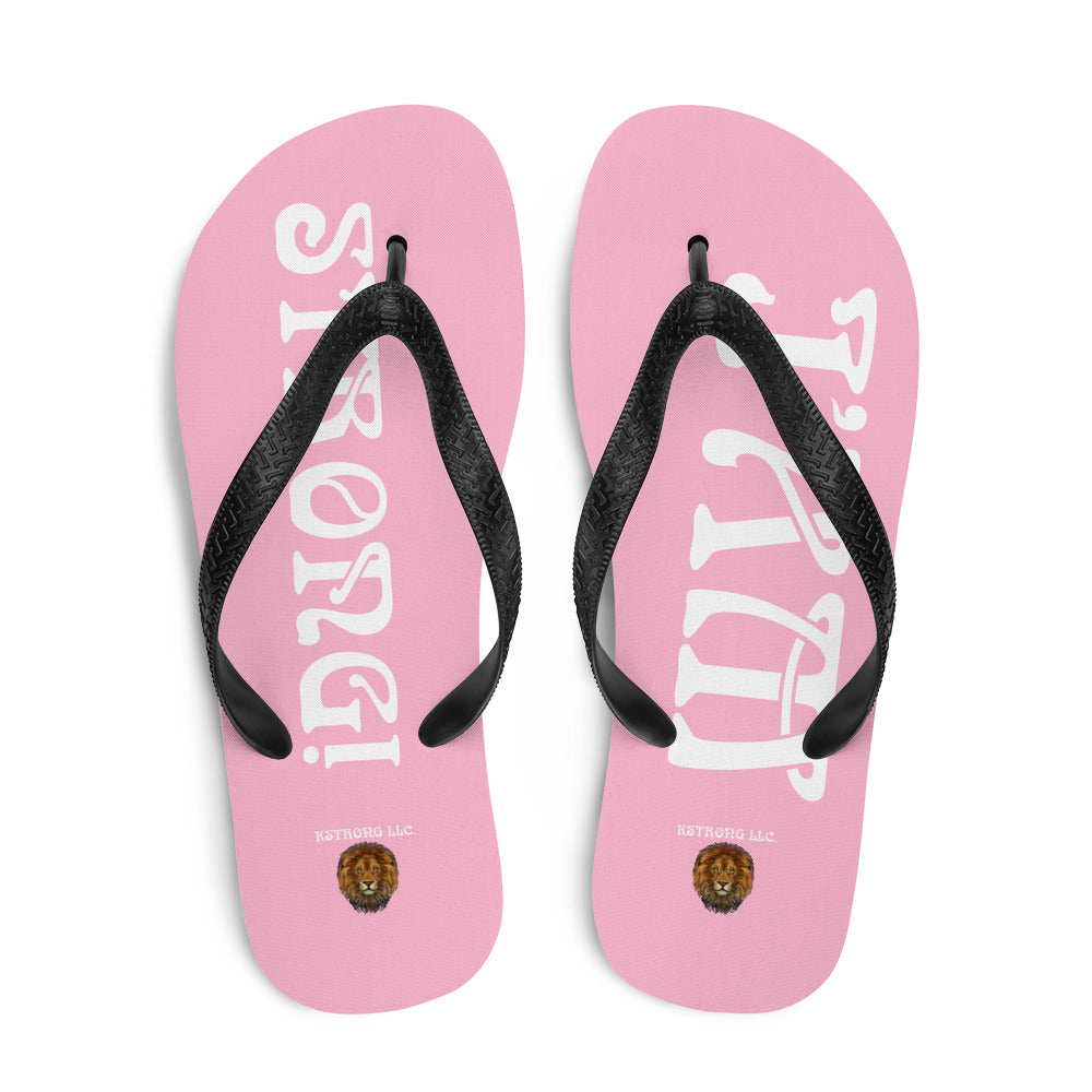 “I’AM STRONG!” Cotton Candy Unisex Flip-Flops W/White Font