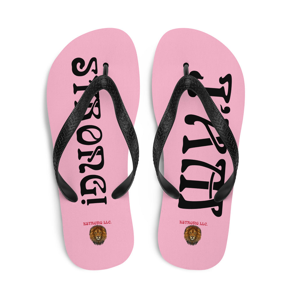 “I’AM STRONG!” Cotton Candy Unisex Flip-Flops W/Black Font