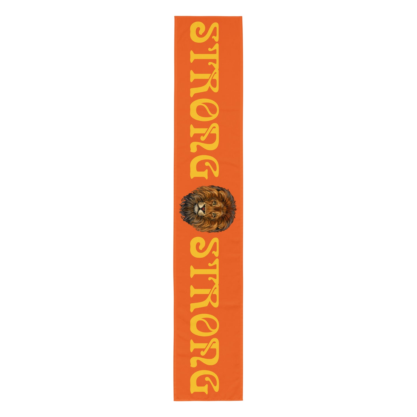 “STRONG”Orange Table Runner W/Yellow Font