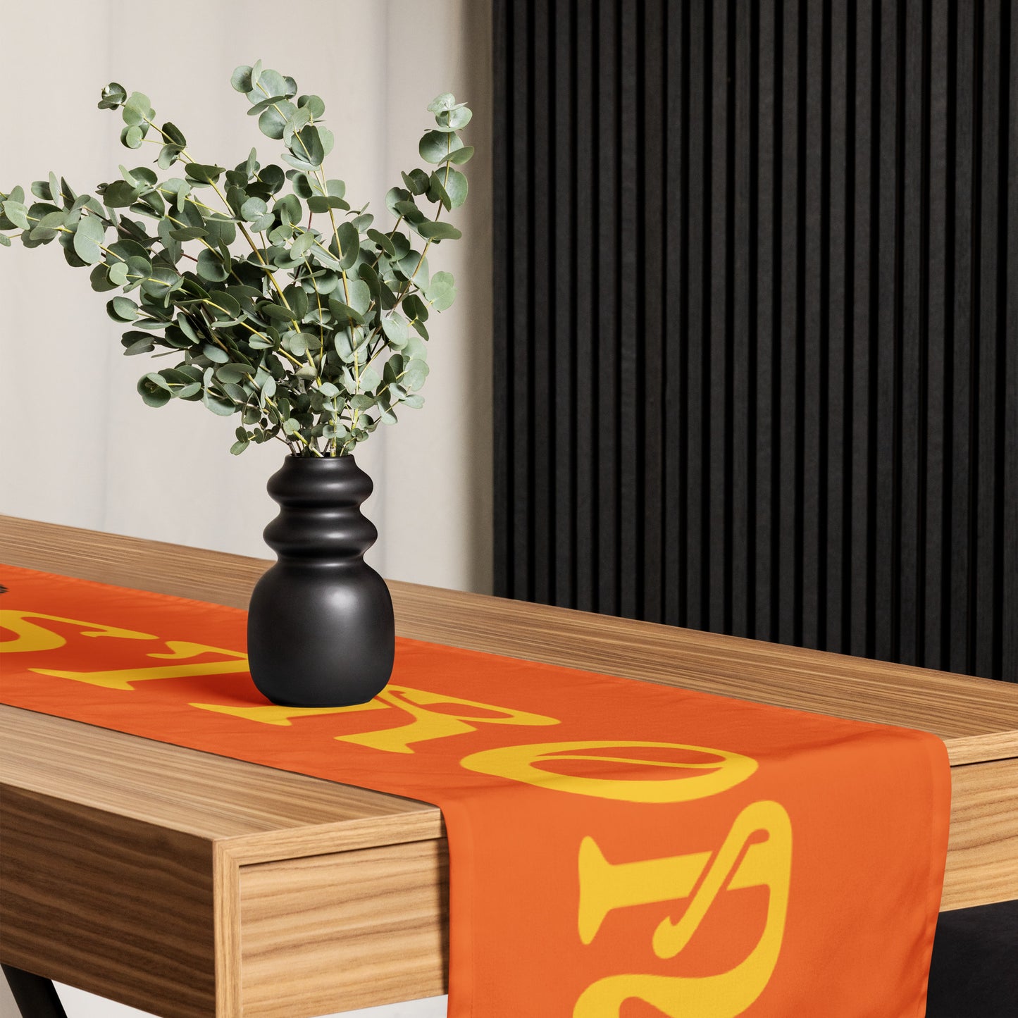 “STRONG”Orange Table Runner W/Yellow Font