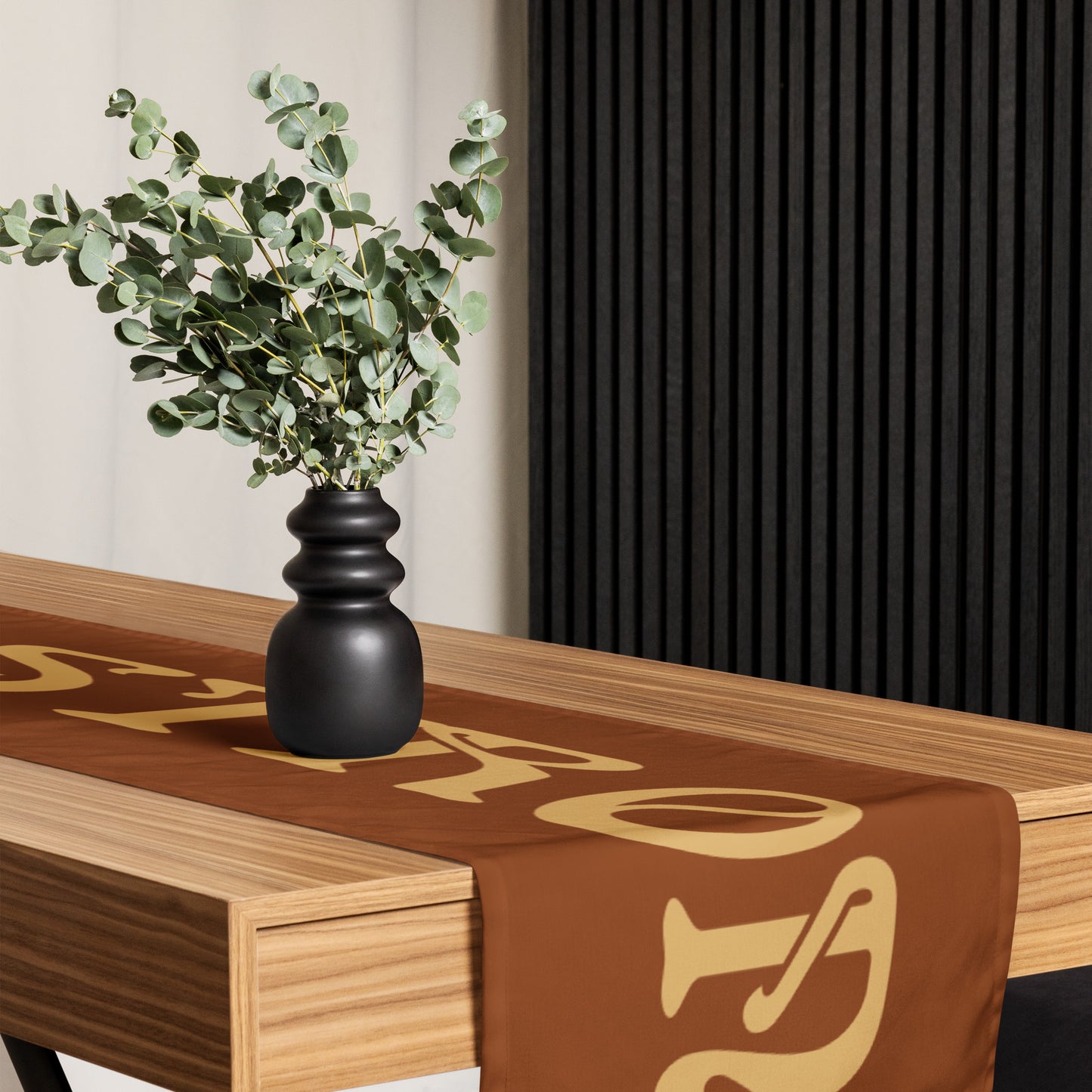 “STRONG”Brown Table Runner W/Fawn Font