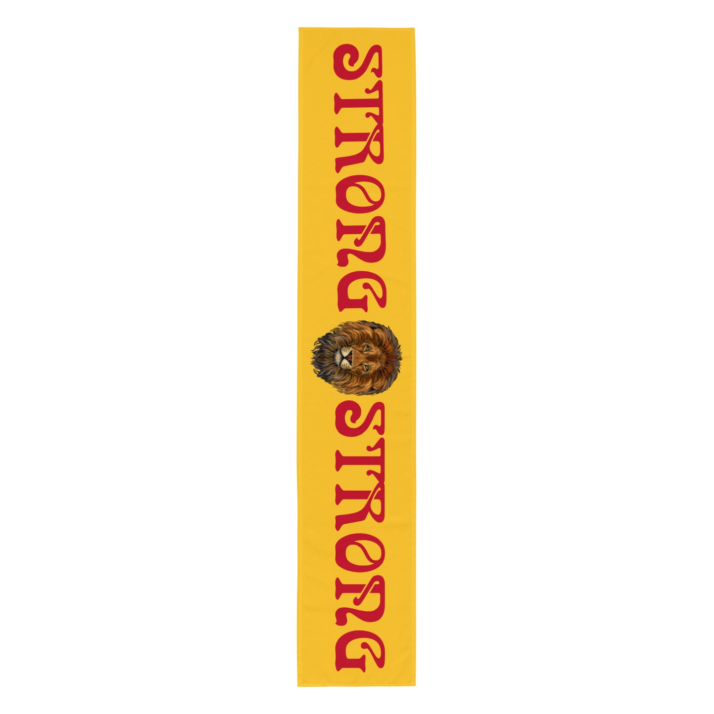 “STRONG”Yellow Table Runner W/Red Font