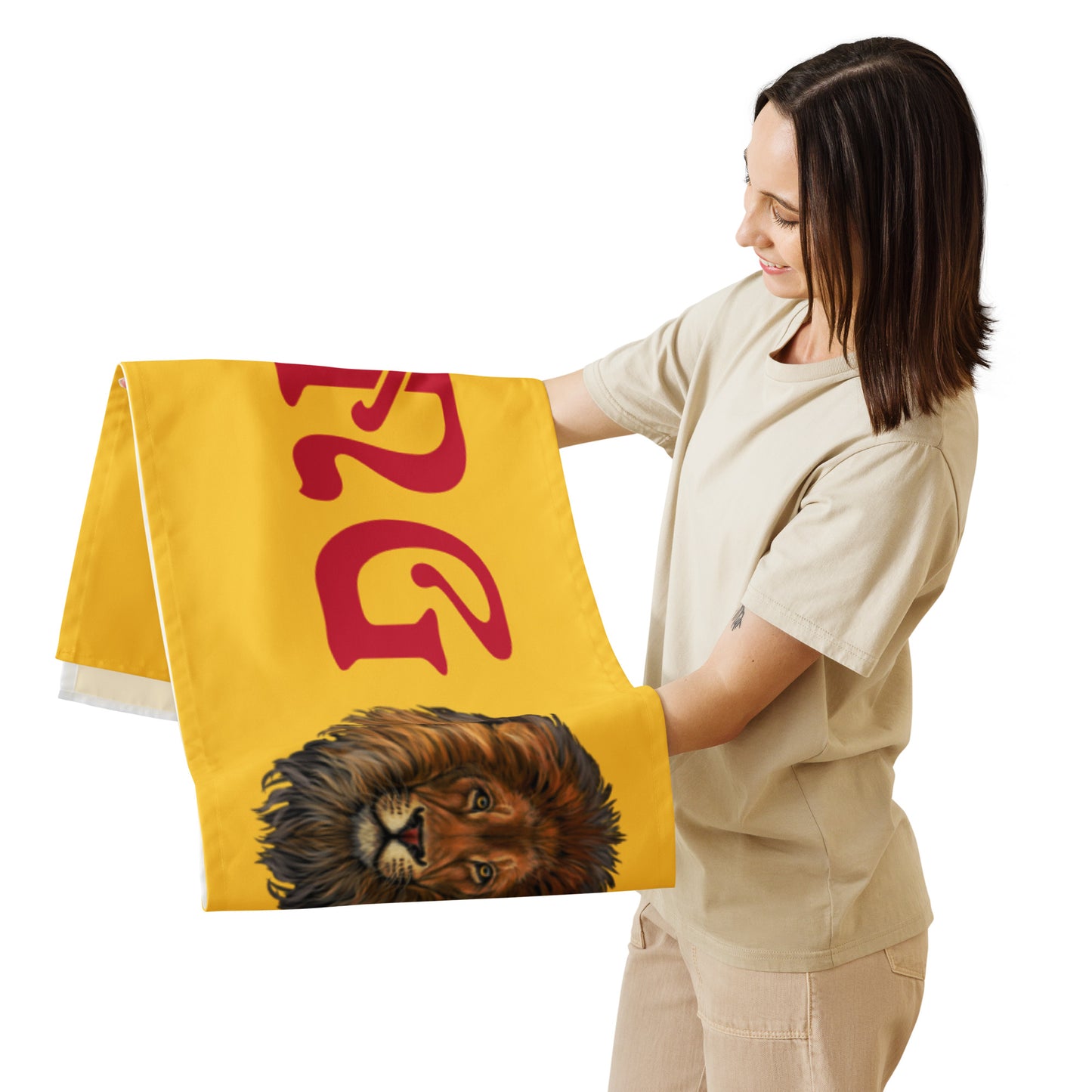 “STRONG”Yellow Table Runner W/Red Font