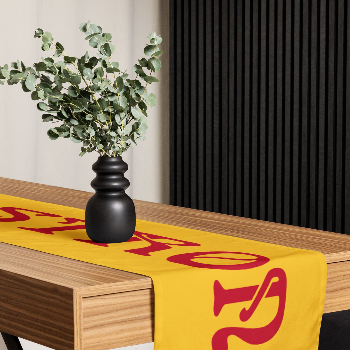 “STRONG”Yellow Table Runner W/Red Font