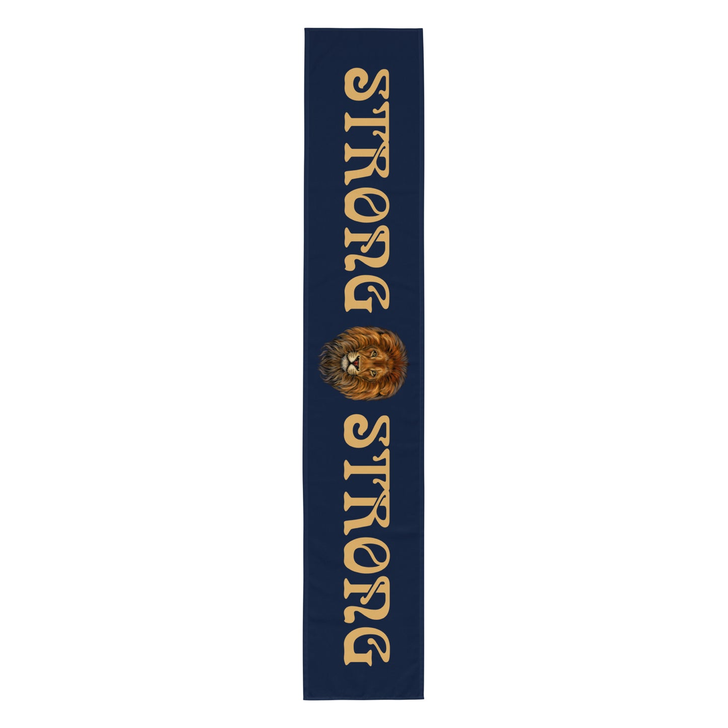 “STRONG”NavyTable Runner W/Fawn Font