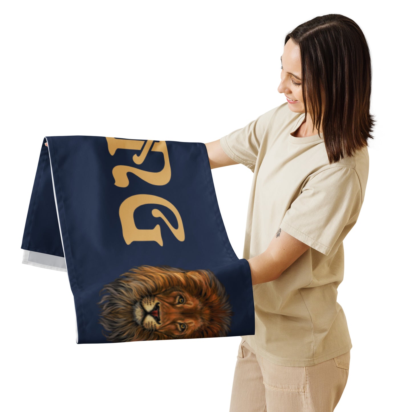 “STRONG”NavyTable Runner W/Fawn Font