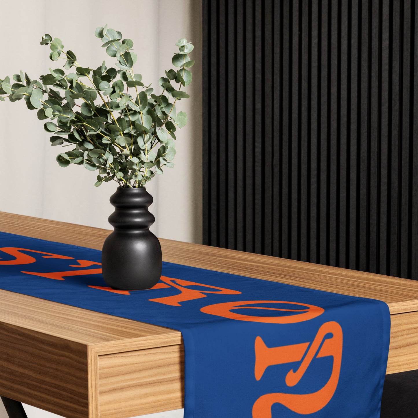 “STRONG”Blue Table Runner W/Orange Font