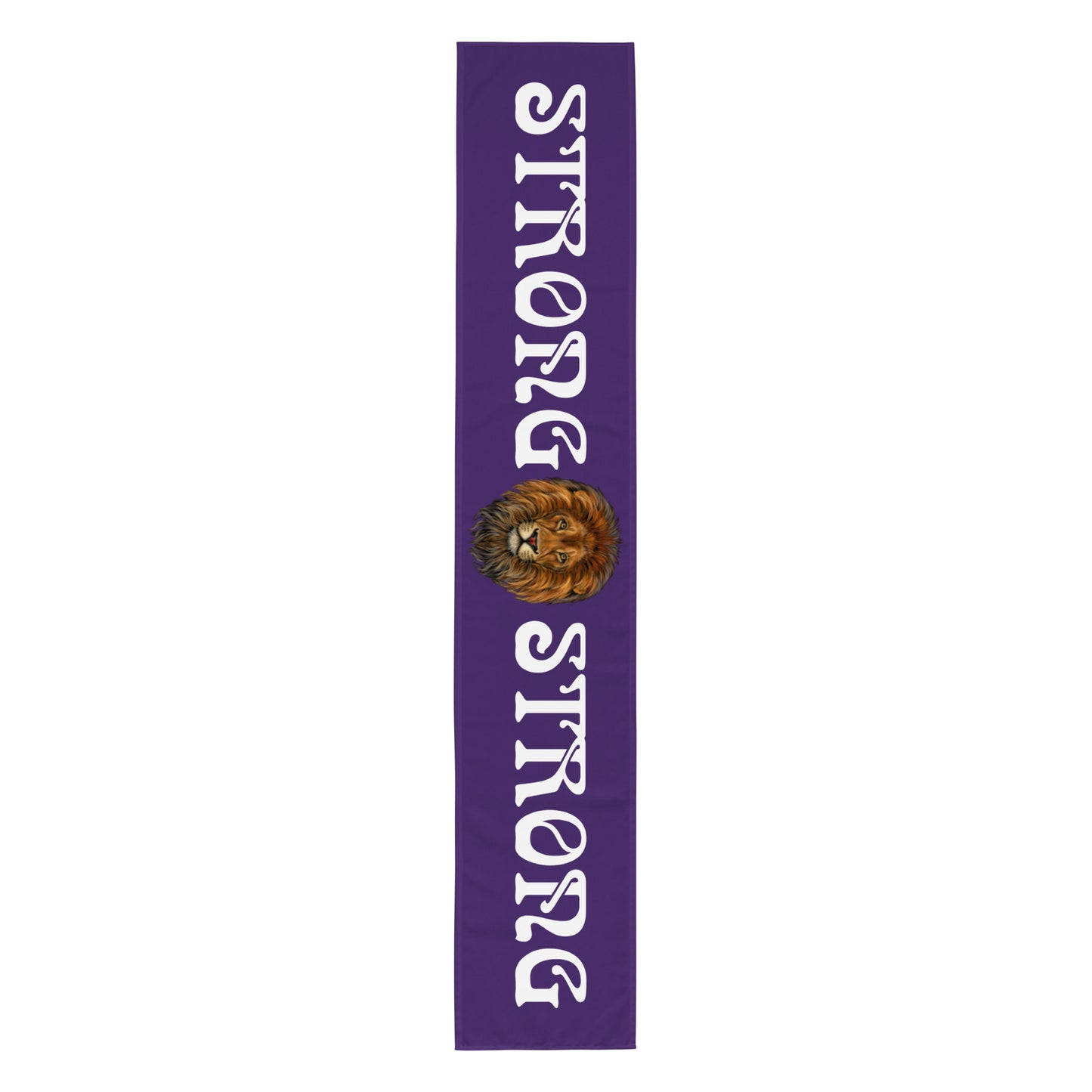 “STRONG”Purple Table Runner W/White Font