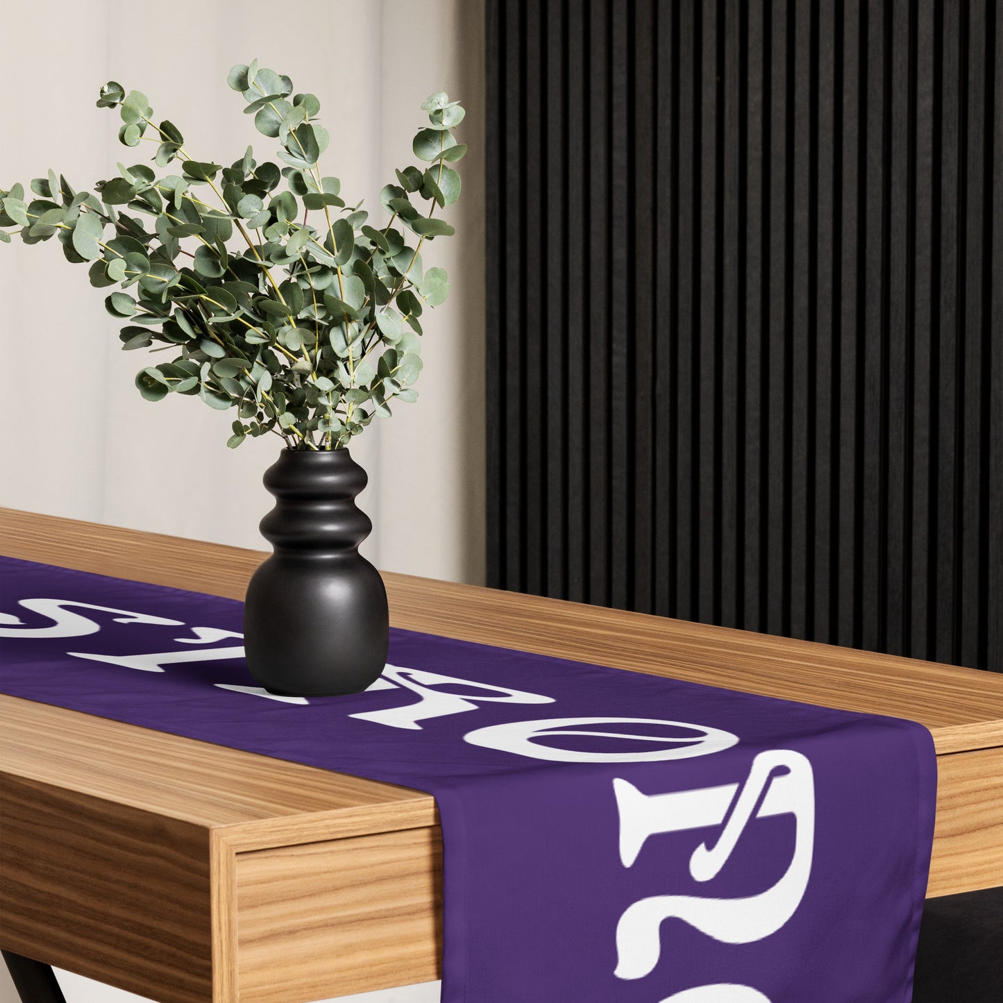 “STRONG”Purple Table Runner W/White Font