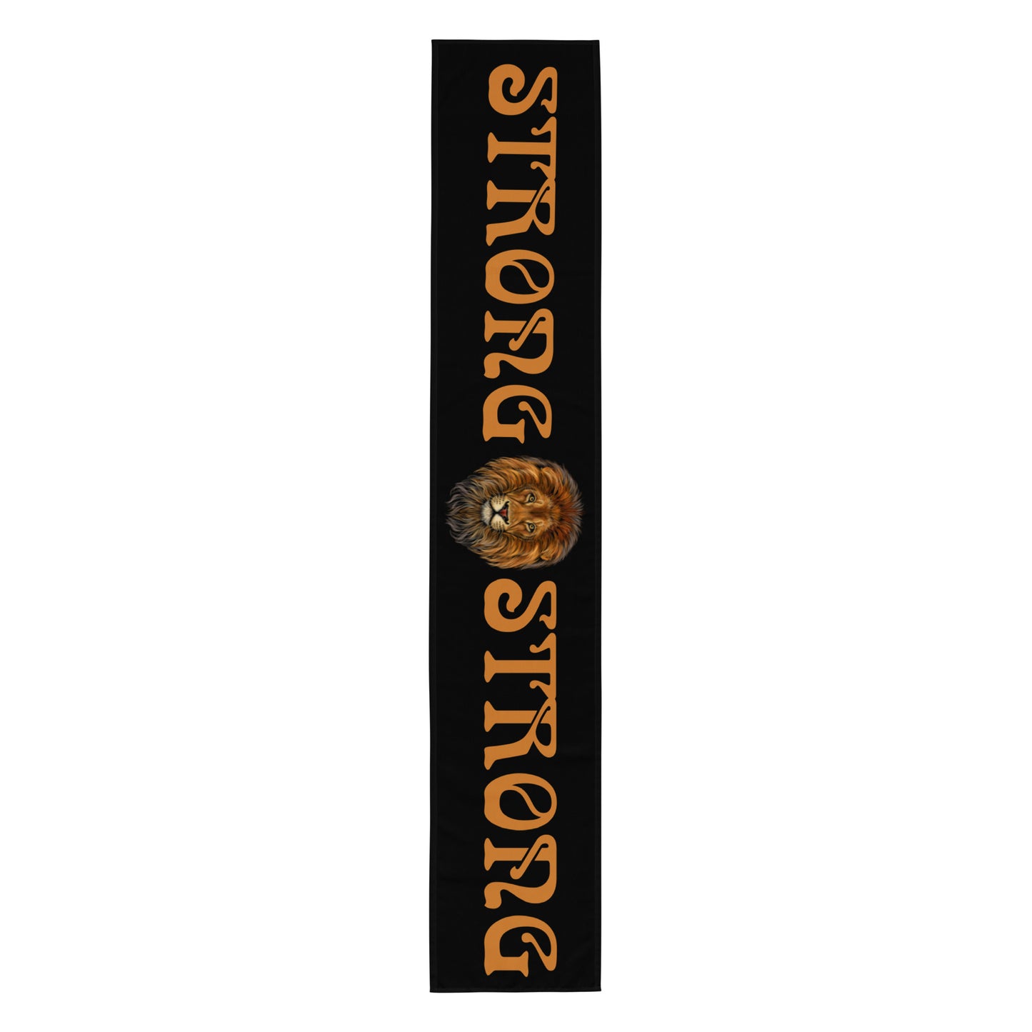 “STRONG”Black Table Runner W/Bronze Font