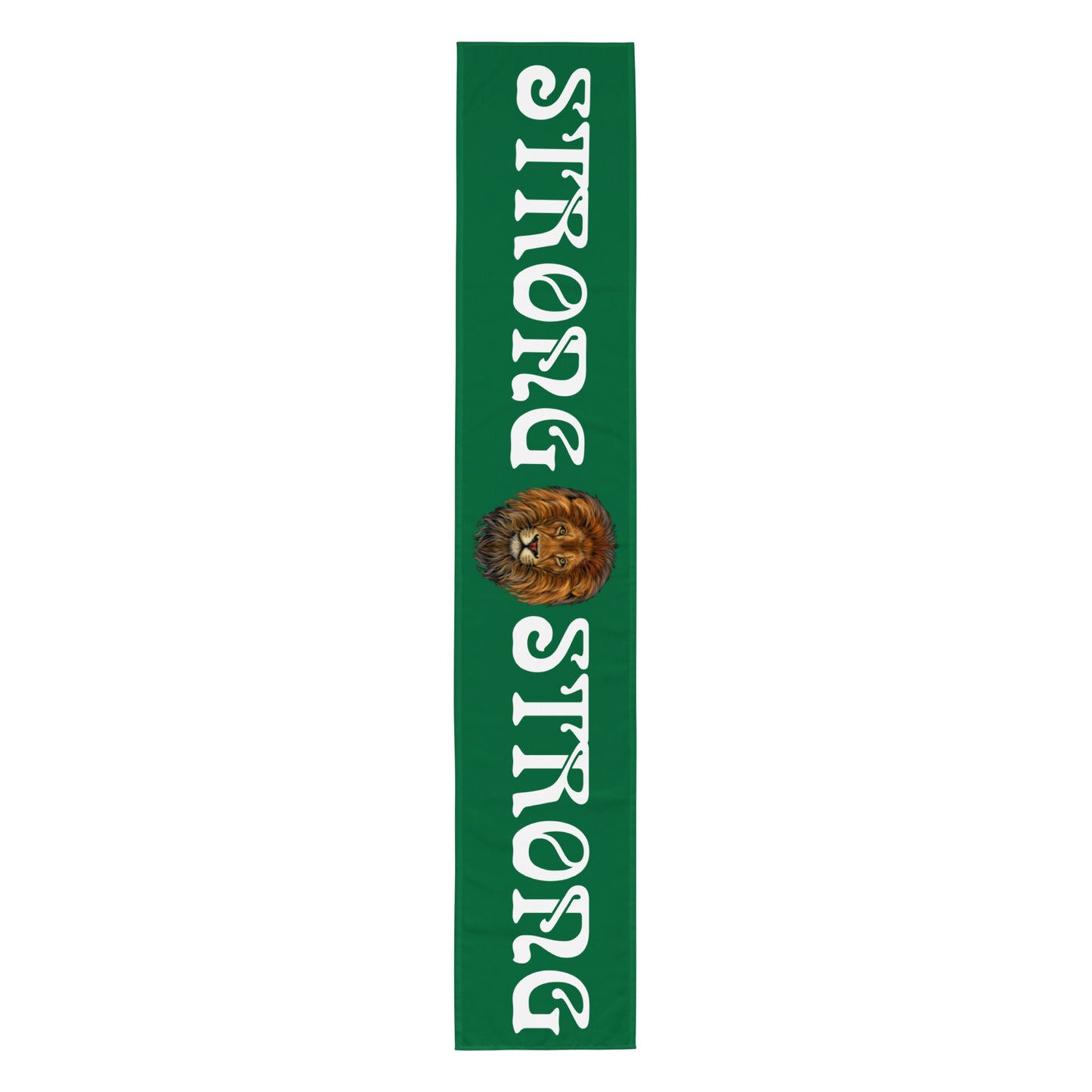 “STRONG”Green Table Runner W/White Font