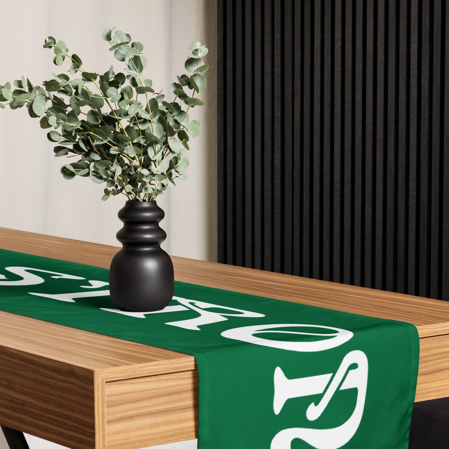 “STRONG”Green Table Runner W/White Font