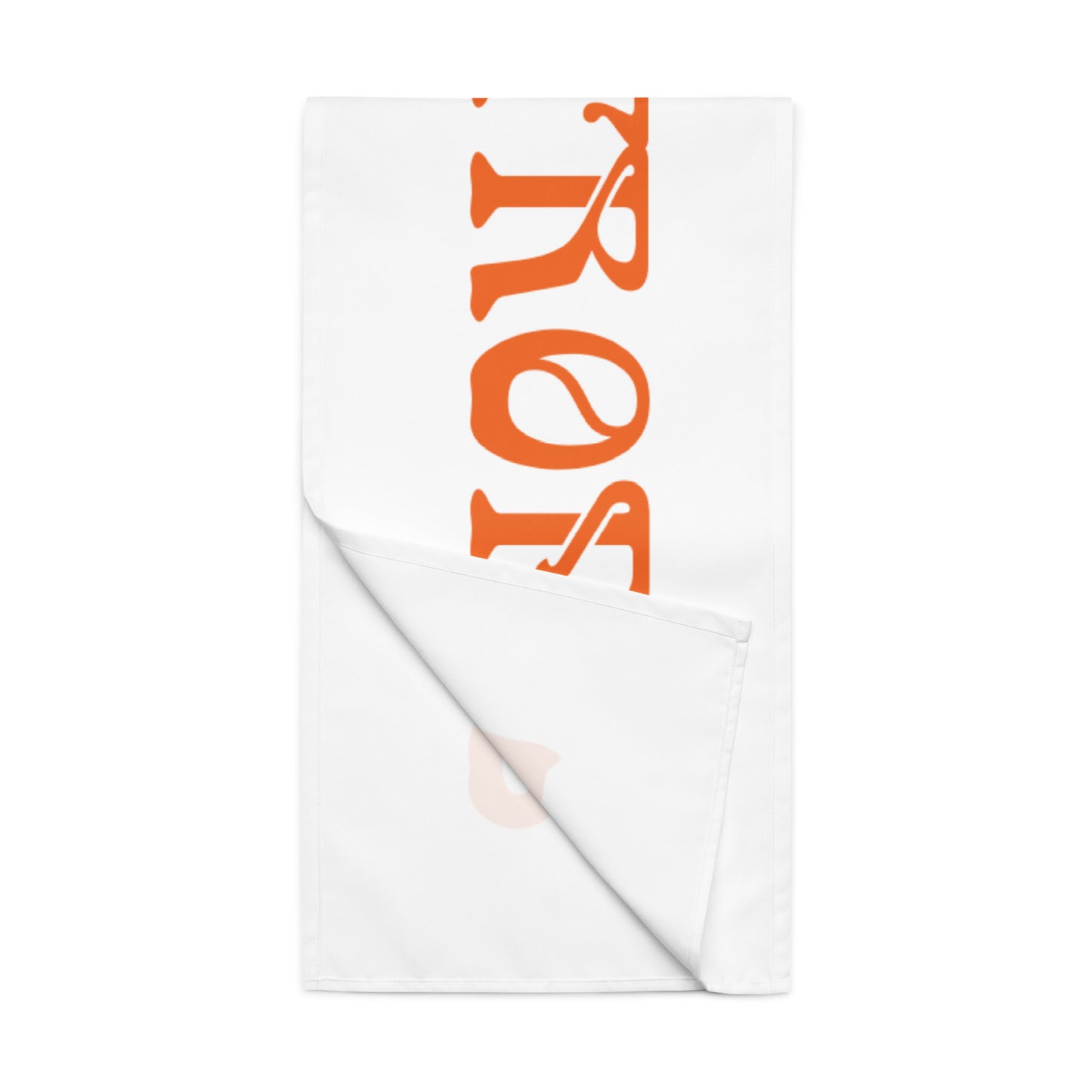 “STRONG”White Table Runner W/Orange Font