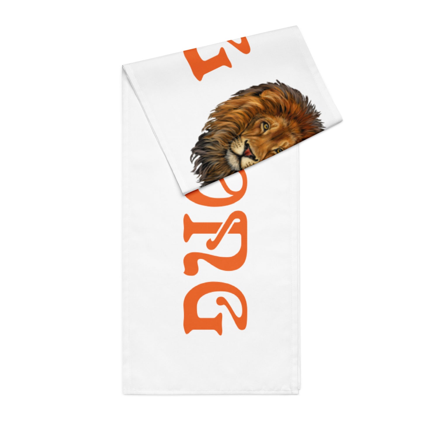 “STRONG”White Table Runner W/Orange Font