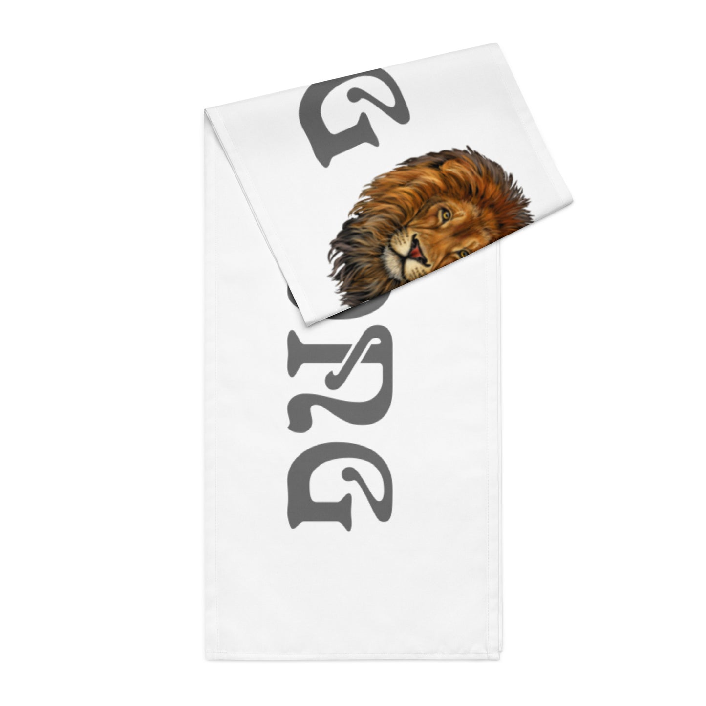 “STRONG”White Table Runner W/Grey Font