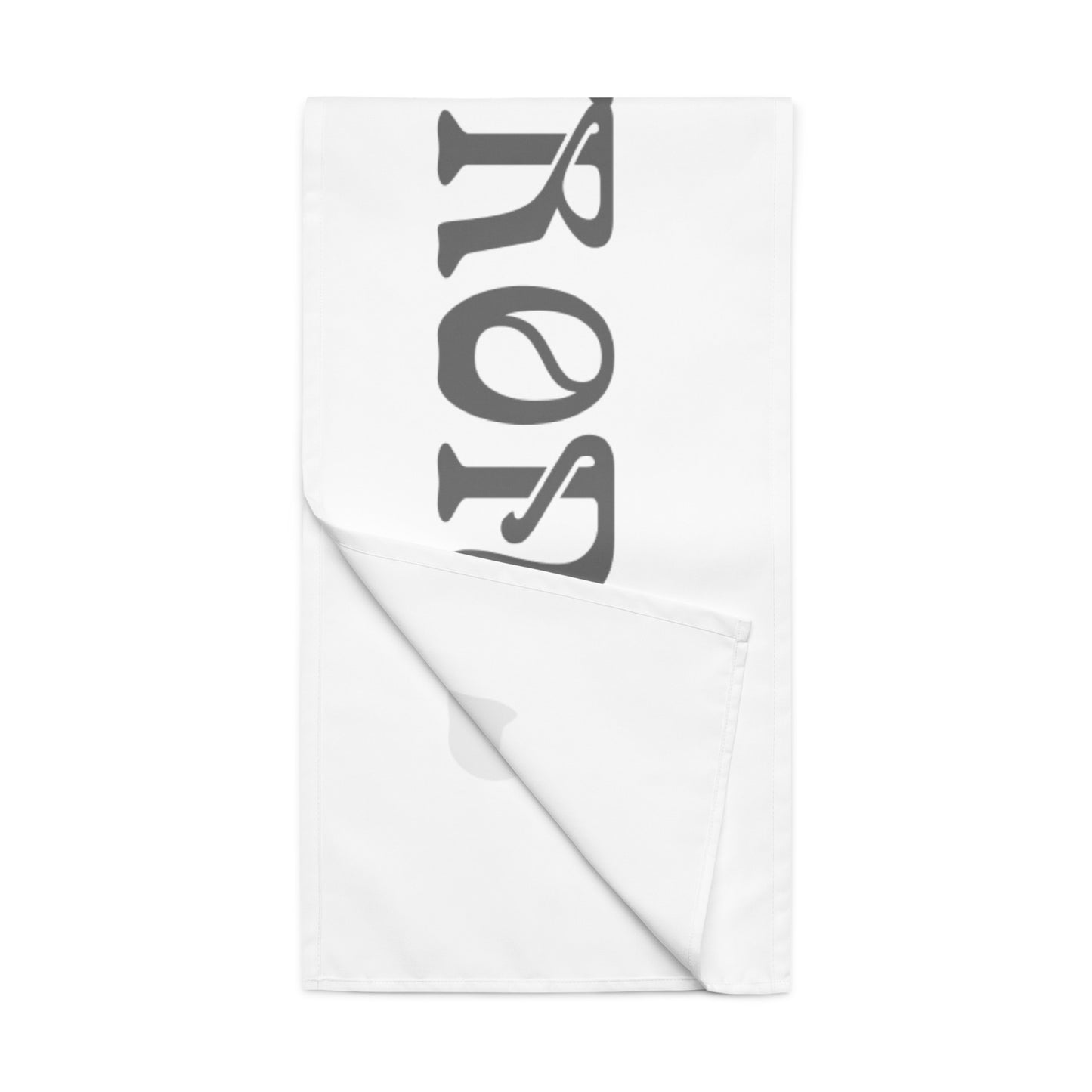 “STRONG”White Table Runner W/Grey Font