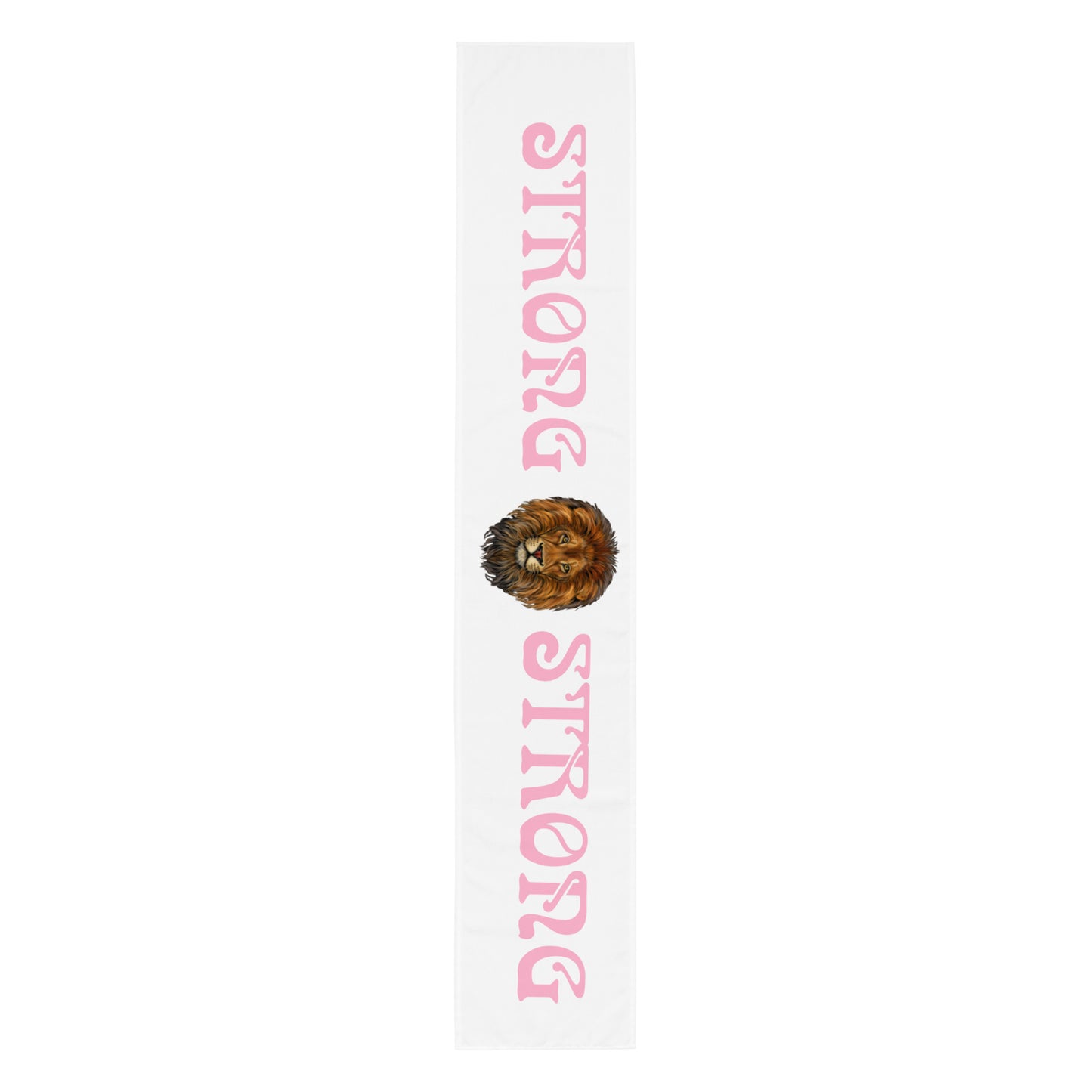 “STRONG”White Table Runner W/Cotton Candy Font