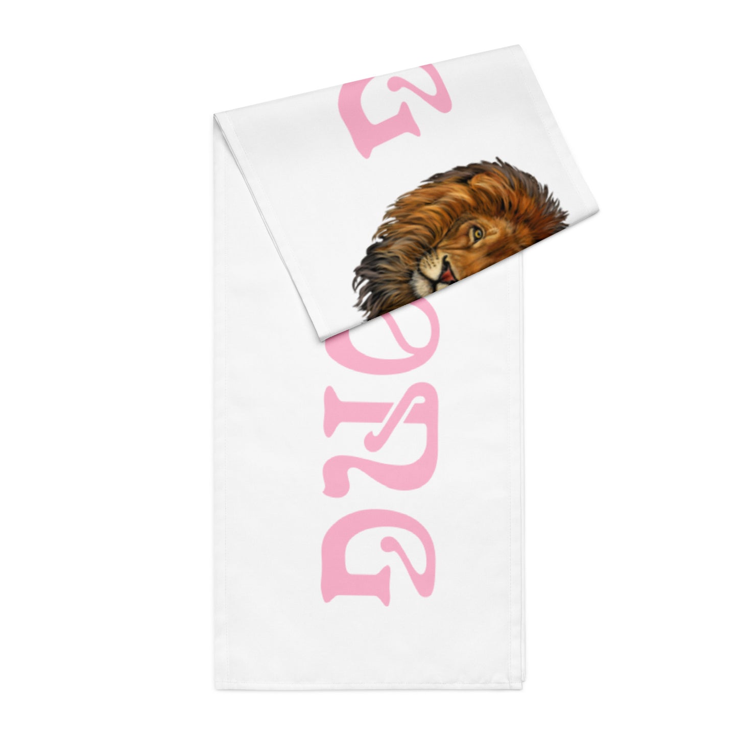 “STRONG”White Table Runner W/Cotton Candy Font