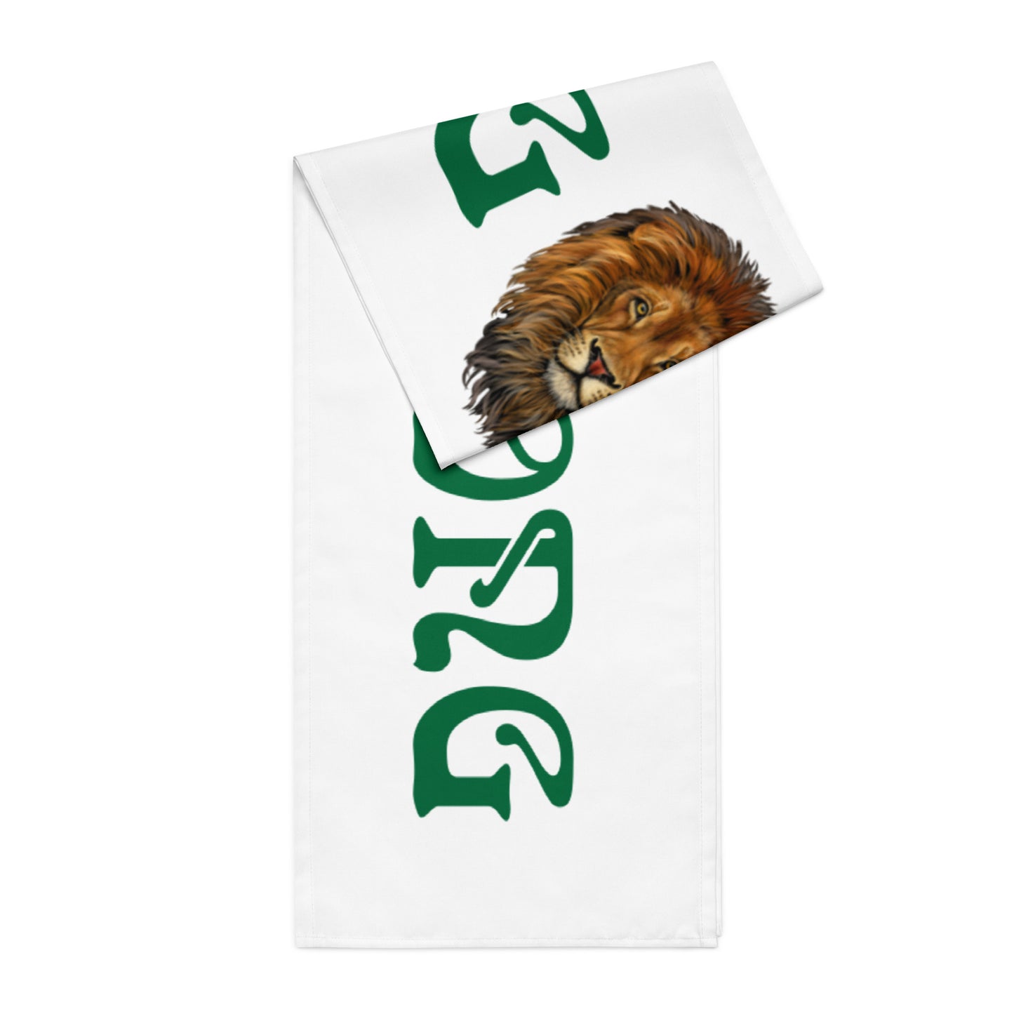 “STRONG”White Table Runner W/Green Font