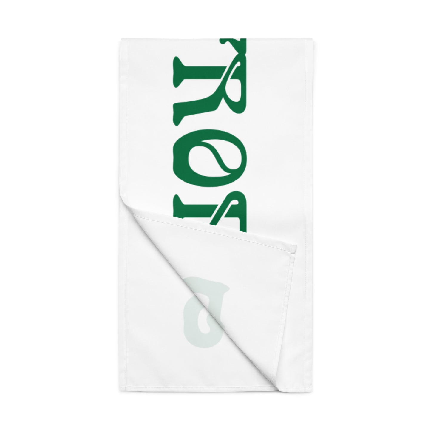 “STRONG”White Table Runner W/Green Font