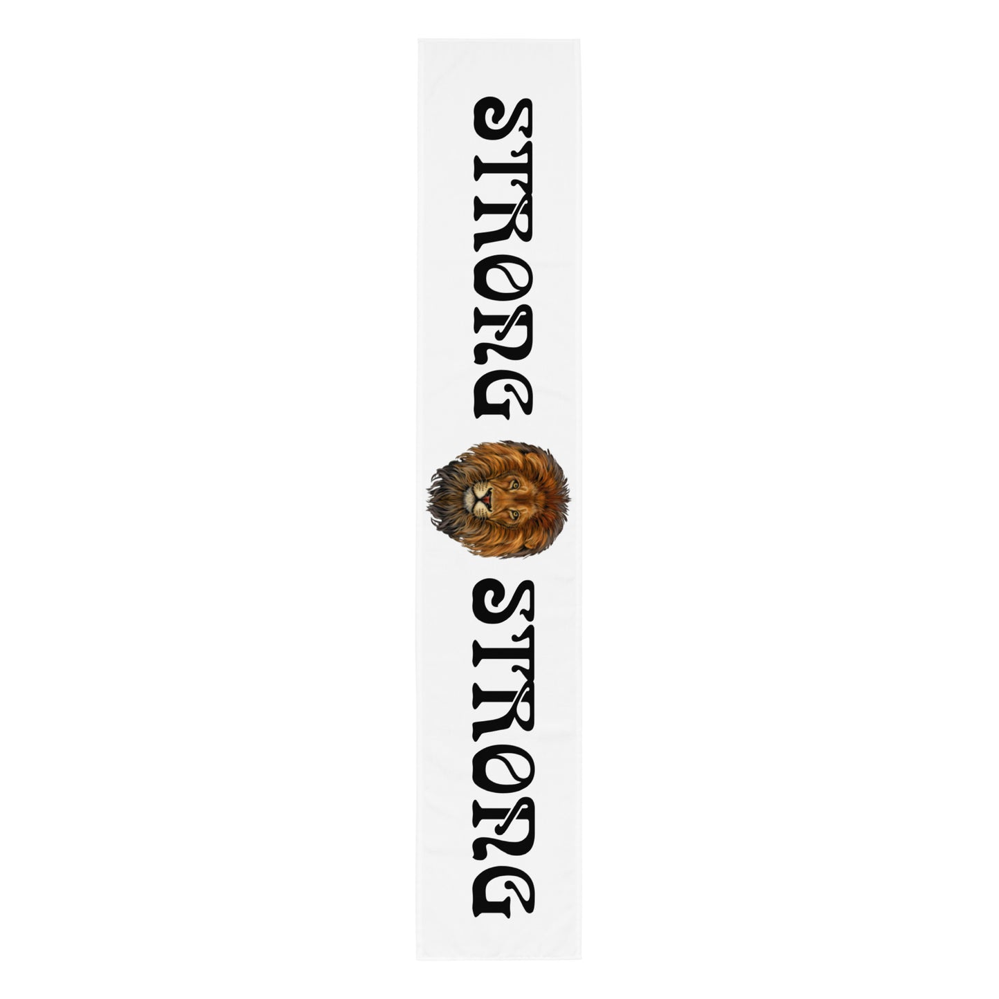 “STRONG”White Table Runner W/Black Font