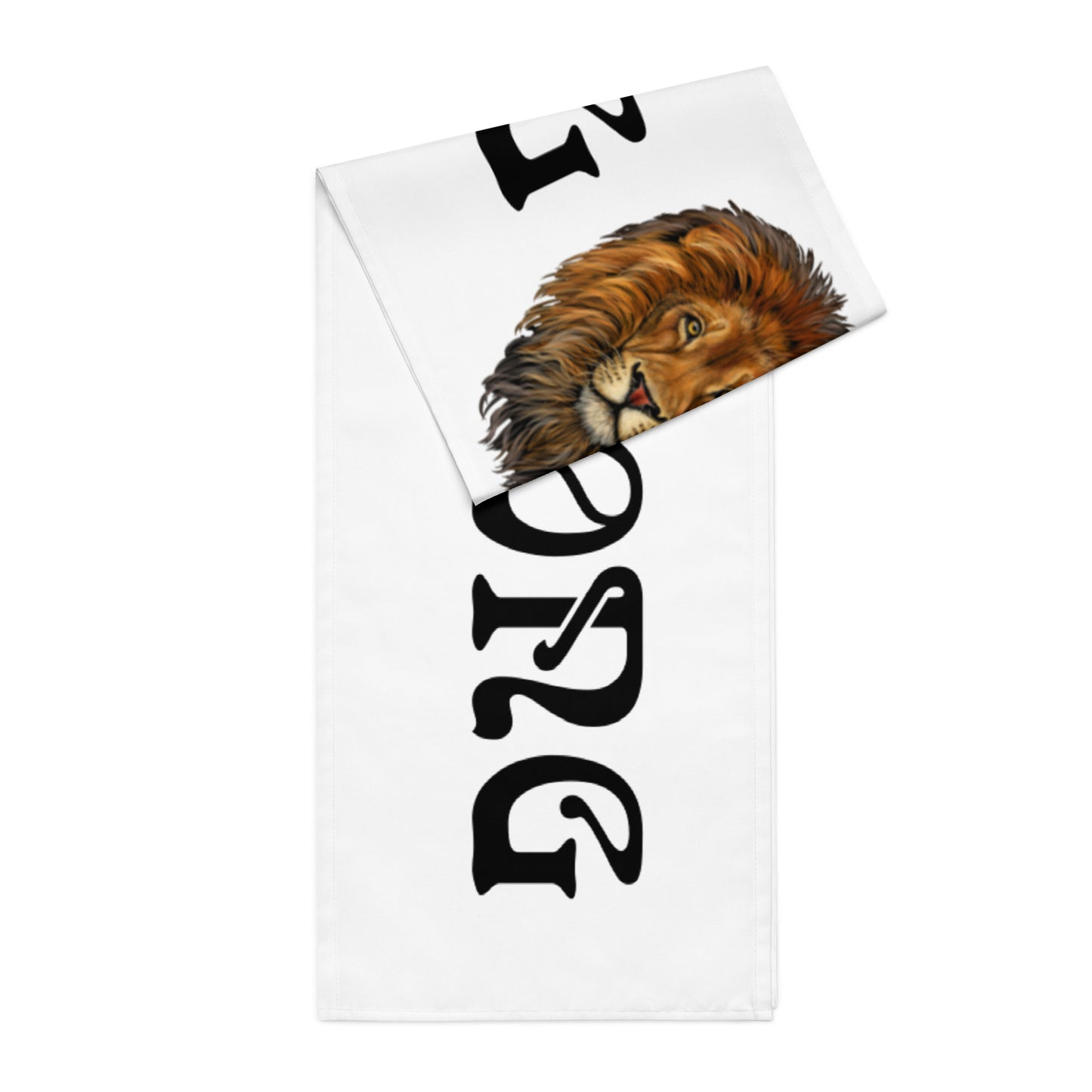 “STRONG”White Table Runner W/Black Font