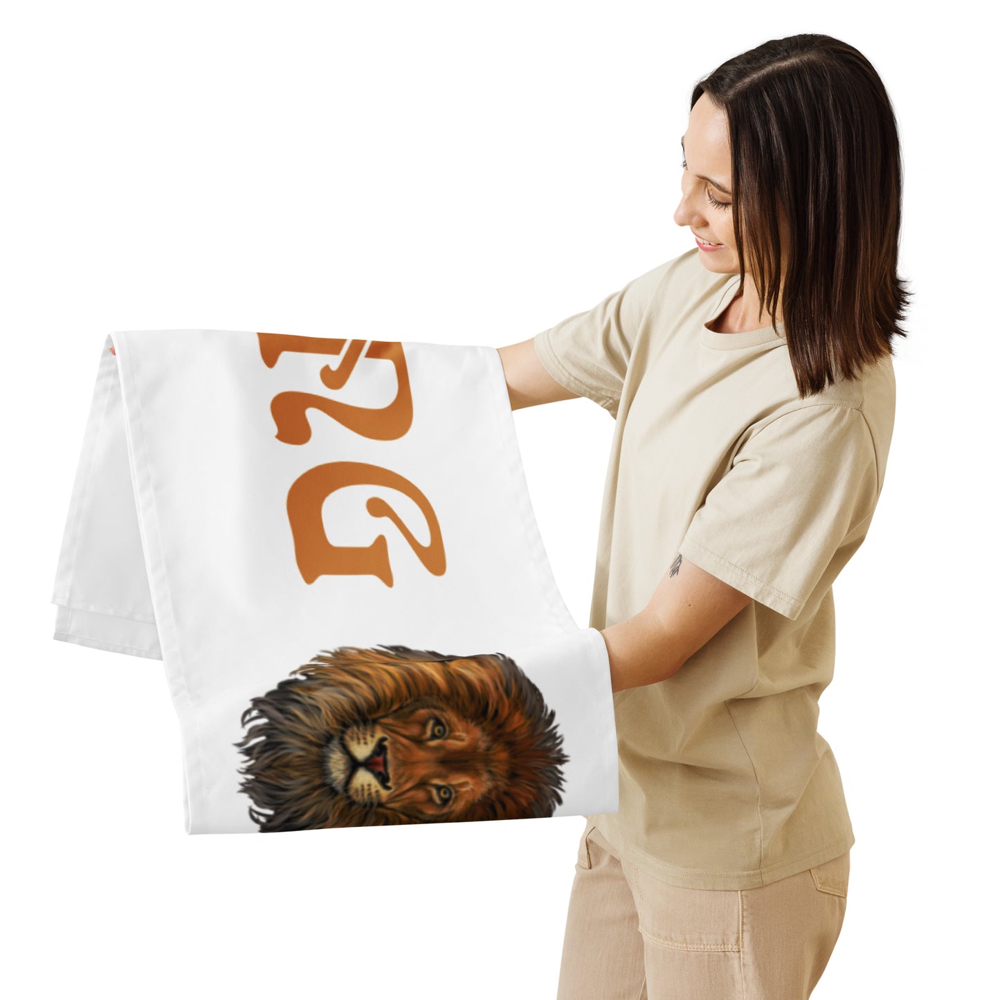 “STRONG”White Table Runner W/Bronze Font