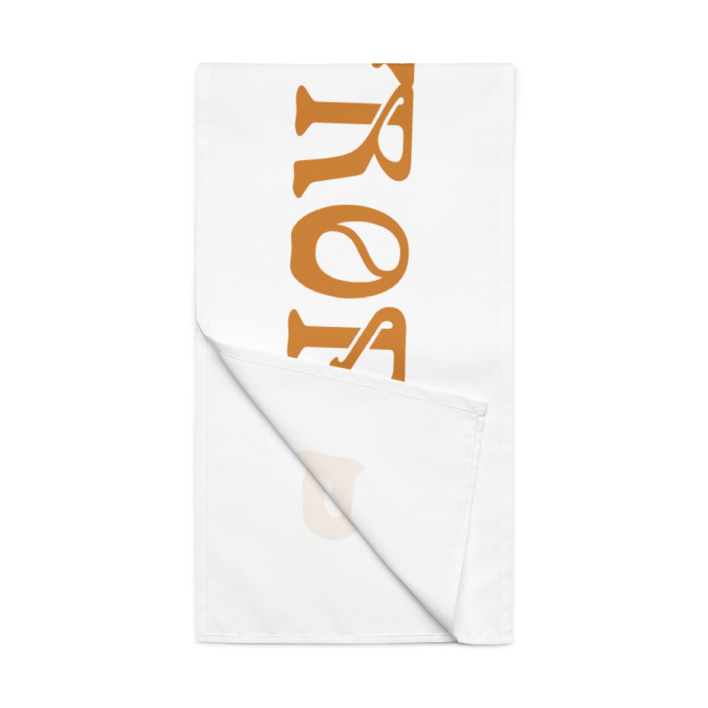 “STRONG”White Table Runner W/Bronze Font