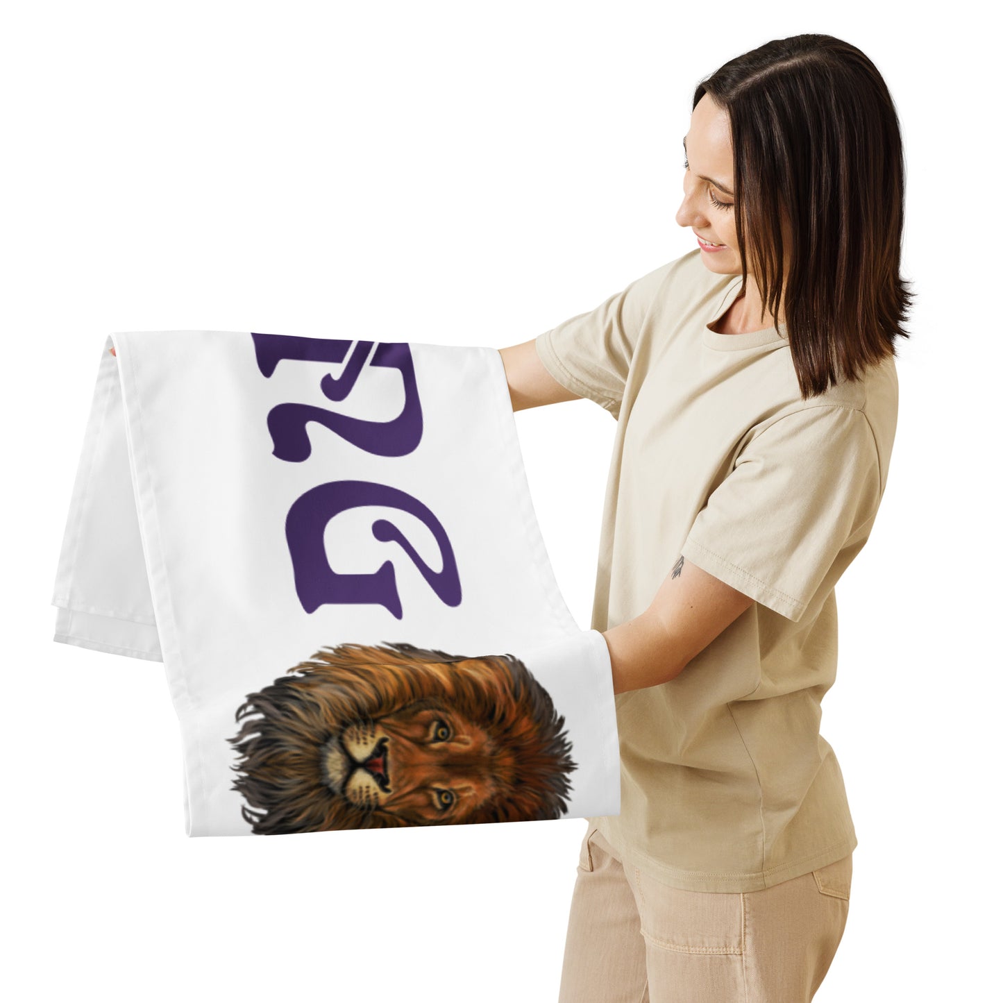 “STRONG”White Table Runner W/Purple Font
