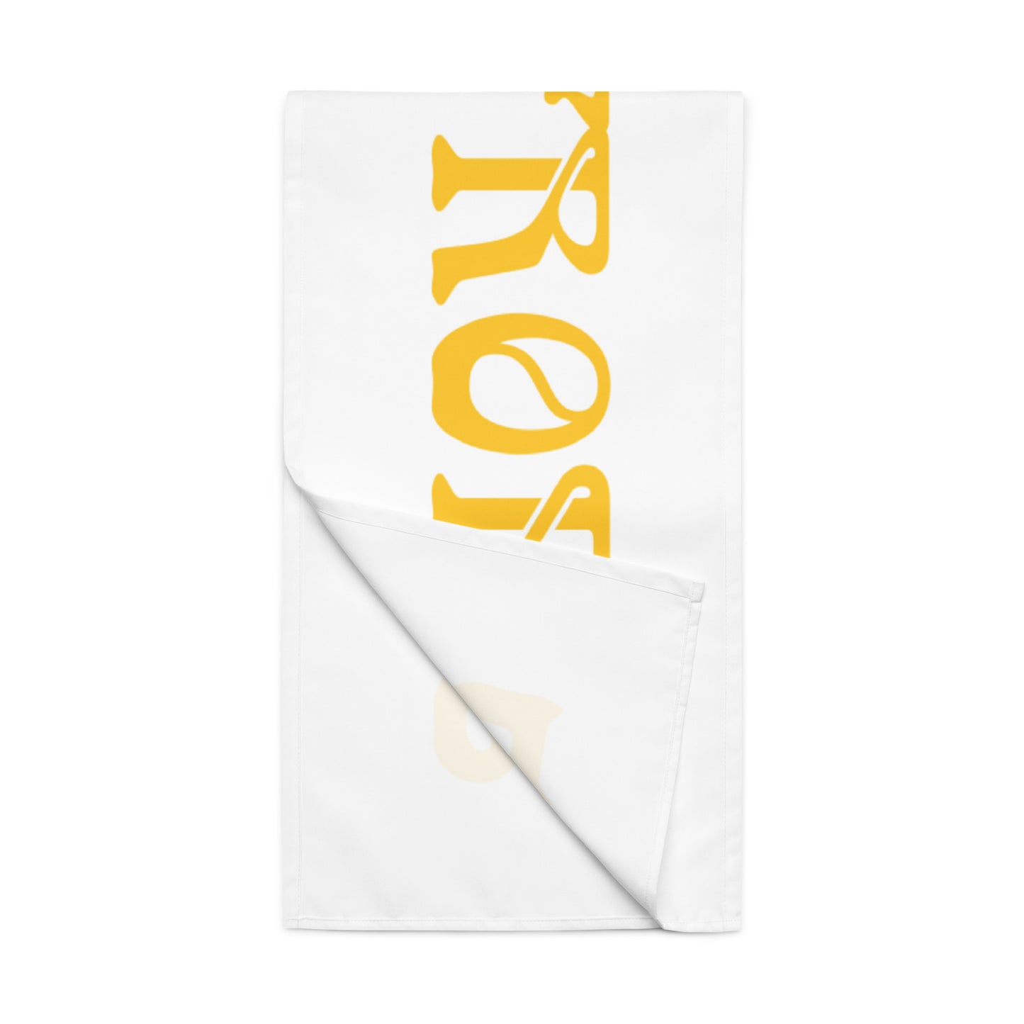 “STRONG”White Table Runner W/Yellow Font